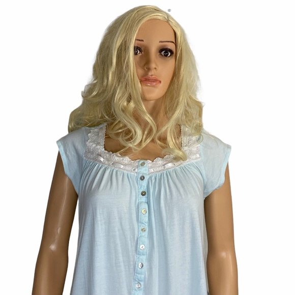 Eileen West Cotton Blend Nightgown Light Blue Chemise XS/S Short - Picture 8 of 8